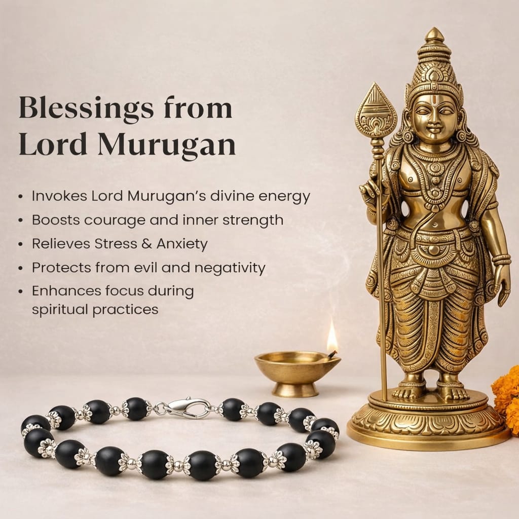 Original Karungali Wood Bracelet with Metal Caps for Success & Protection - RatnaSetu