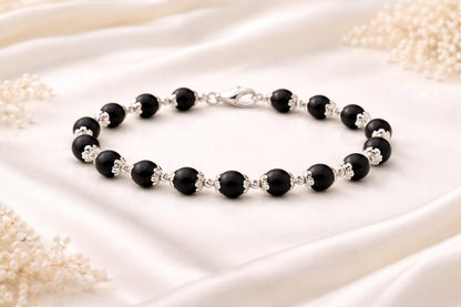 Original Karungali Wood Bracelet with Metal Caps for Success & Protection - RatnaSetu