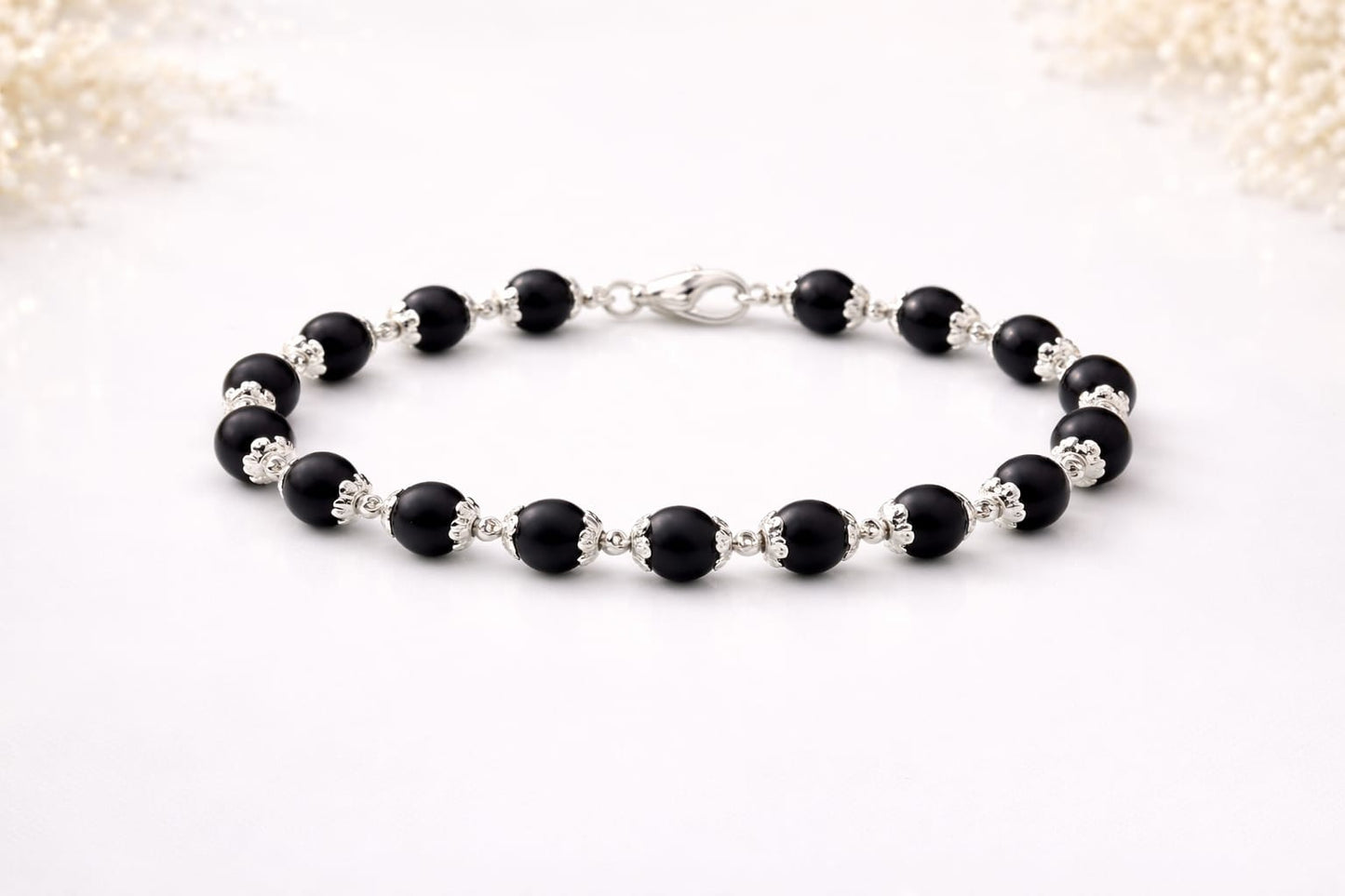 Original Karungali Wood Bracelet with Metal Caps for Success & Protection - RatnaSetu