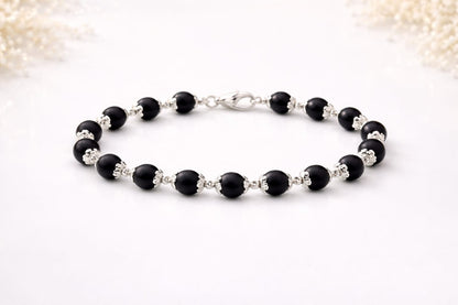 Original Karungali Wood Bracelet with Metal Caps for Success & Protection - RatnaSetu