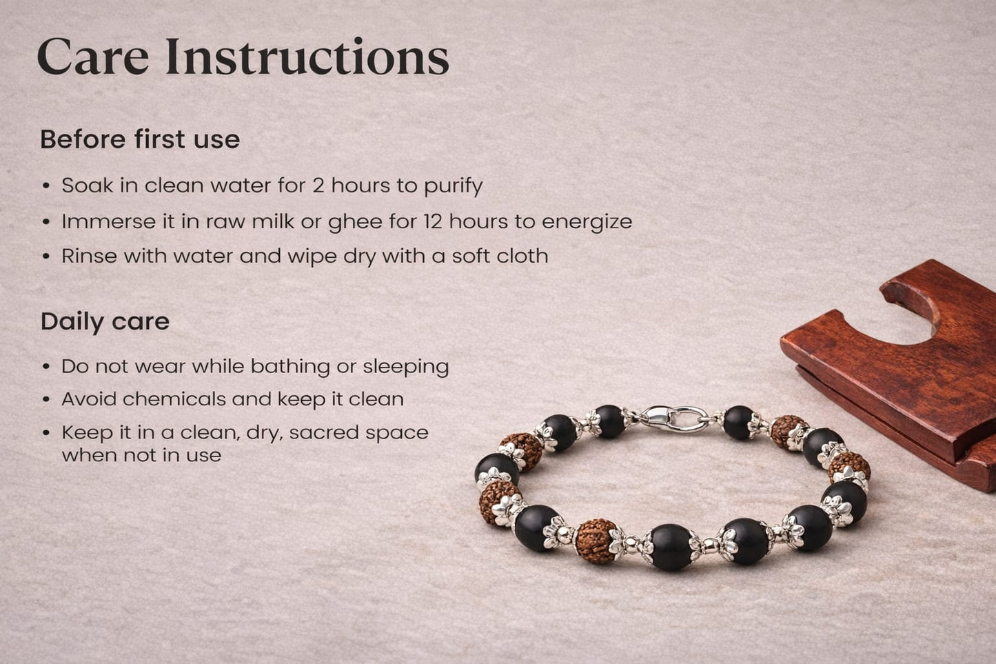 Original Karungali Rudraksha Bracelet with Metal Caps for Positive Energy & Success - RatnaSetu