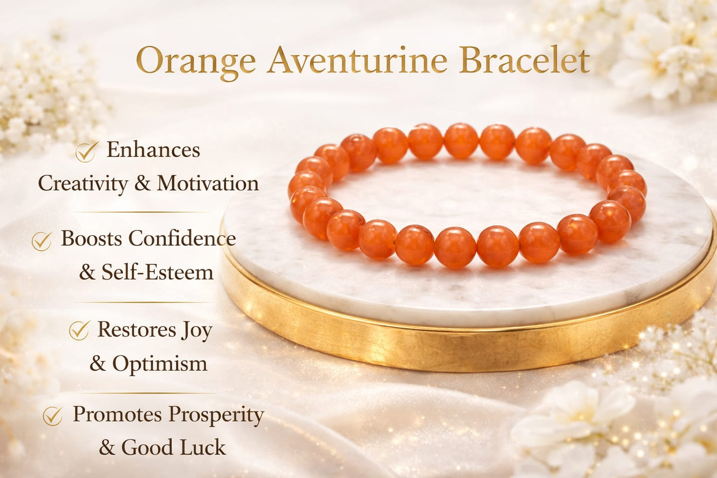 Natural Orange Aventurine Stone Bracelet for Energy & Creativity | RatnaSetu
