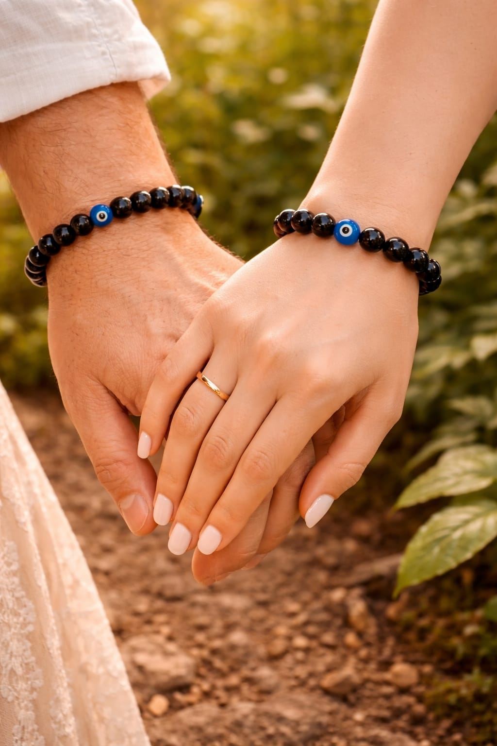 Original Black Onyx with Evil Eye Bracelet by RatnaSetu - Protection & Luck