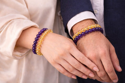 Natural Citrine & Amethyst Bracelet for Wealth, Success & Peace - RatnaSetu