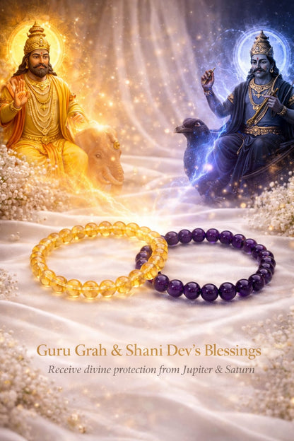 Natural Citrine & Amethyst Bracelet for Wealth, Success & Peace - RatnaSetu