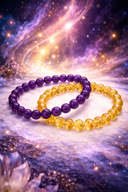 Natural Citrine & Amethyst Bracelet for Wealth, Success & Peace - RatnaSetu
