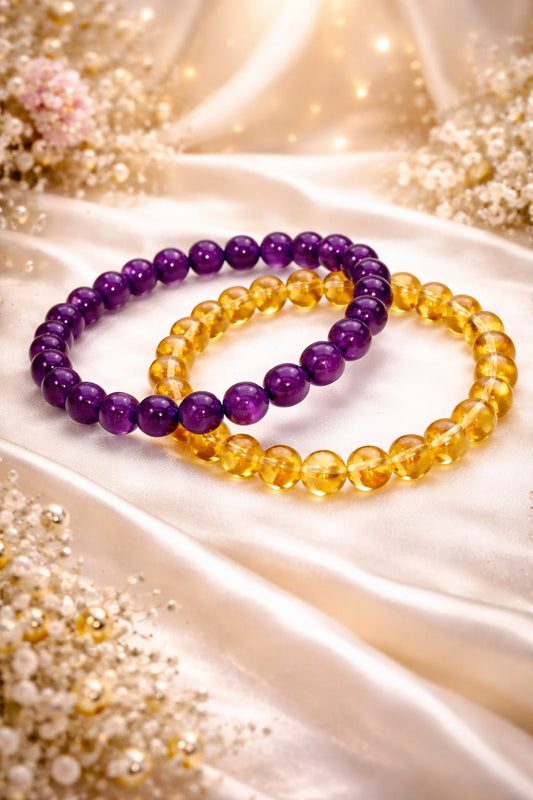 Natural Citrine & Amethyst Bracelet for Wealth, Success & Peace - RatnaSetu