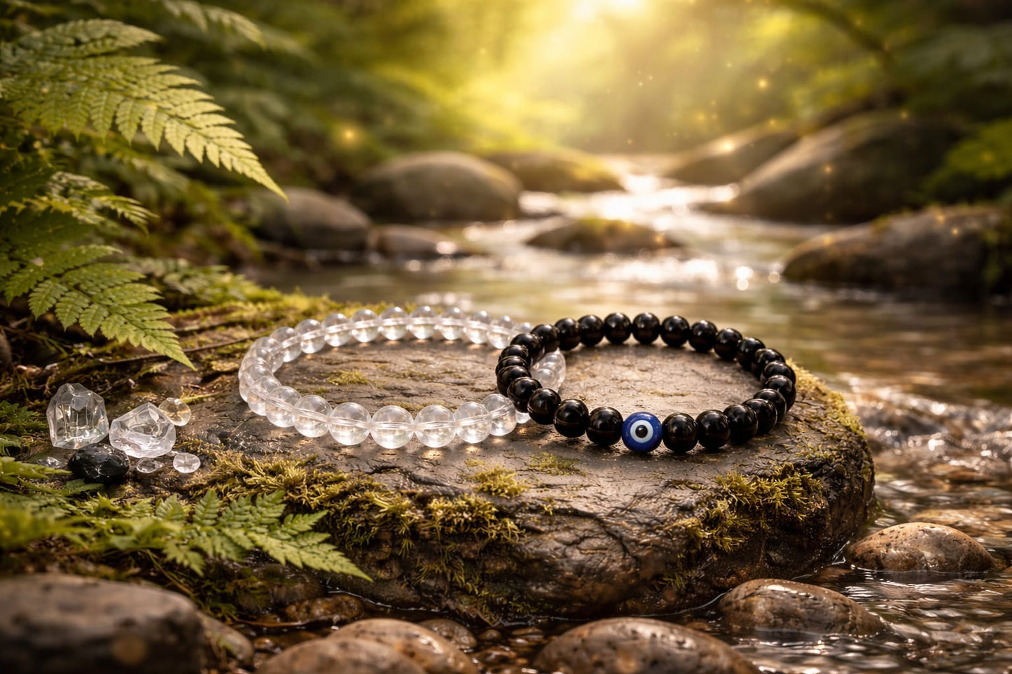 Black Onyx Evil Eye Protection Bracelet for Strength & Grounding - RatnaSetu