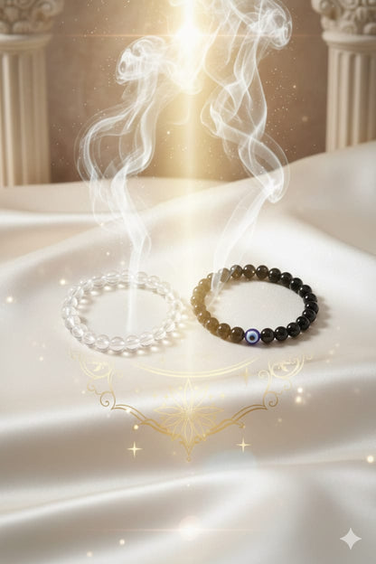 Black Onyx Evil Eye Protection Bracelet for Strength & Grounding - RatnaSetu
