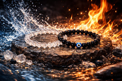 Black Onyx Evil Eye Protection Bracelet for Strength & Grounding - RatnaSetu