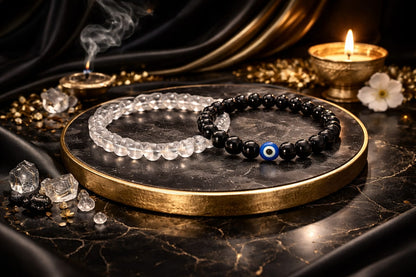 Black Onyx Evil Eye Protection Bracelet for Strength & Grounding - RatnaSetu