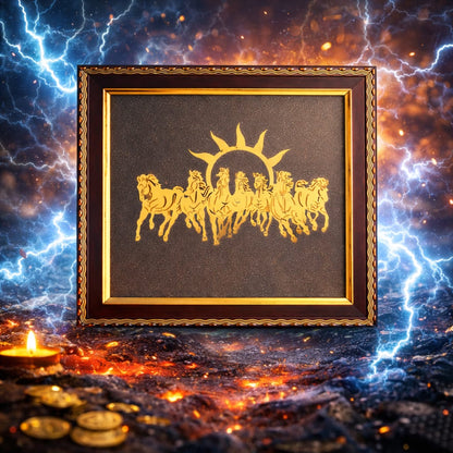 Pyrite Stone 7 Running Horses Vastu Frame for Success & Wealth | RatnaSetu