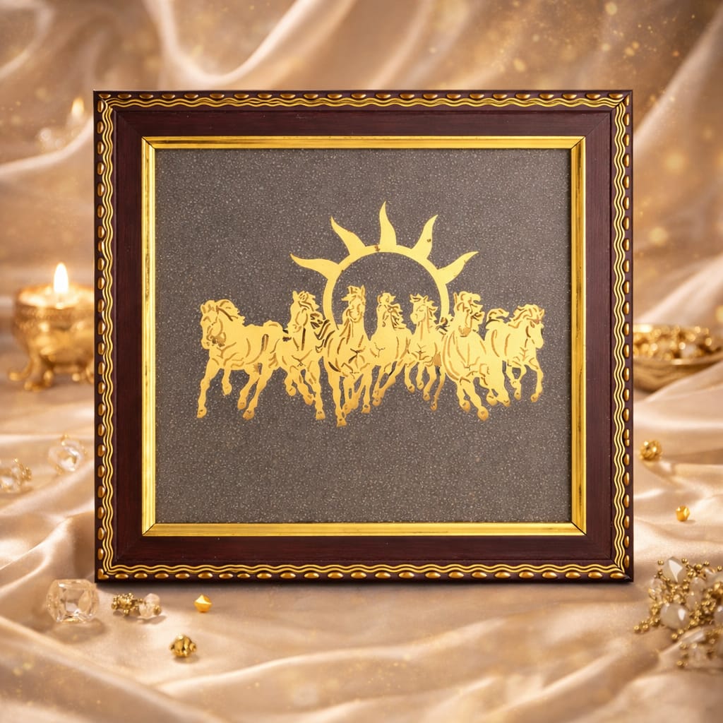 Pyrite Stone 7 Running Horses Vastu Frame for Success & Wealth | RatnaSetu