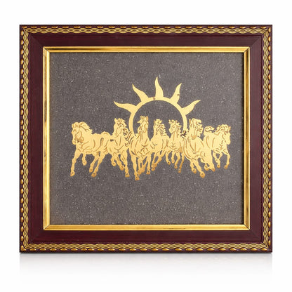 Pyrite Stone 7 Running Horses Vastu Frame for Success & Wealth | RatnaSetu