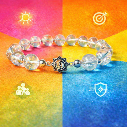 Premium Sphatik Crystal Bracelet with Pure 925 Sterling Silver Om Charm - RatnaSetu