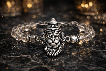 Veer Hanuman Crystal Bracelet in Pure 925 Sterling Silver | RatnaSetu
