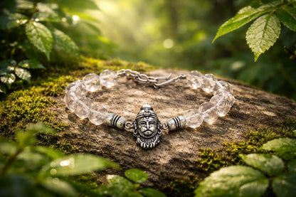 Veer Hanuman Crystal Bracelet in Pure 925 Sterling Silver | RatnaSetu
