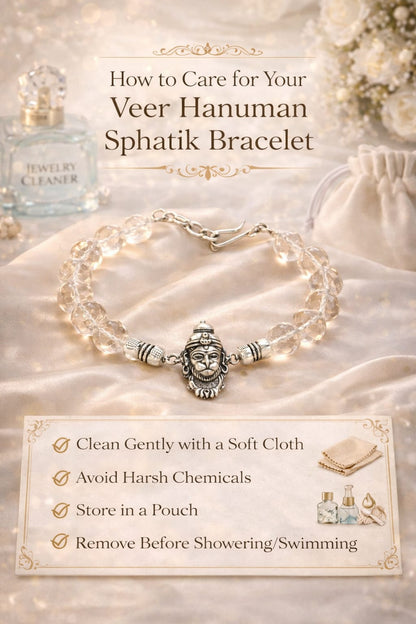 Veer Hanuman Crystal Bracelet in Pure 925 Sterling Silver | RatnaSetu