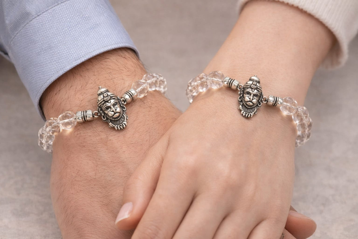 Veer Hanuman Crystal Bracelet in Pure 925 Sterling Silver | RatnaSetu