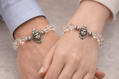 Veer Hanuman Crystal Bracelet in Pure 925 Sterling Silver | RatnaSetu