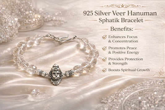 Veer Hanuman Crystal Bracelet in Pure 925 Sterling Silver | RatnaSetu