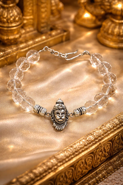 Veer Hanuman Crystal Bracelet in Pure 925 Sterling Silver | RatnaSetu