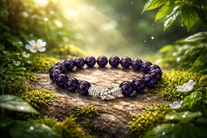 Luxury 925 Silver Amethyst Healing Crystal Bracelet for Peace & Calm - RatnaSetu