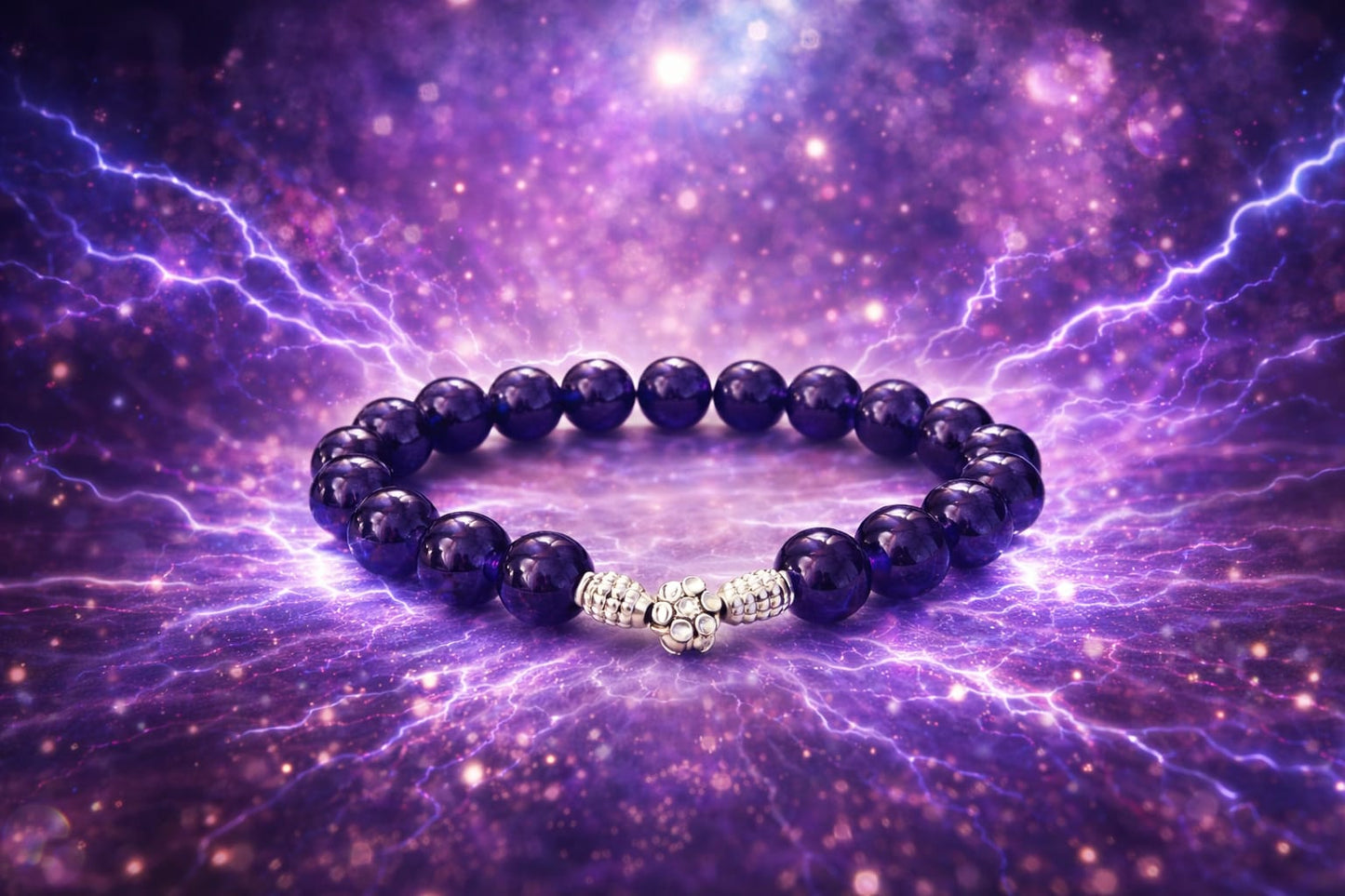 Luxury 925 Silver Amethyst Healing Crystal Bracelet for Peace & Calm - RatnaSetu