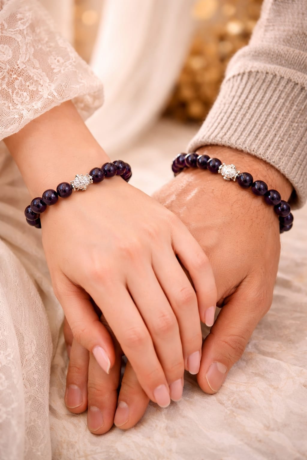 Luxury 925 Silver Amethyst Healing Crystal Bracelet for Peace & Calm - RatnaSetu