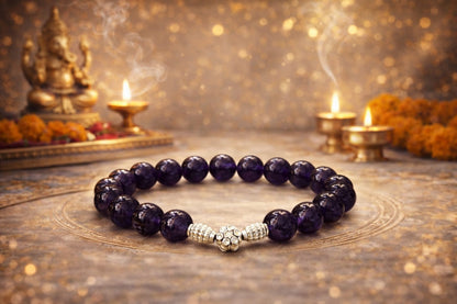 Luxury 925 Silver Amethyst Healing Crystal Bracelet for Peace & Calm - RatnaSetu