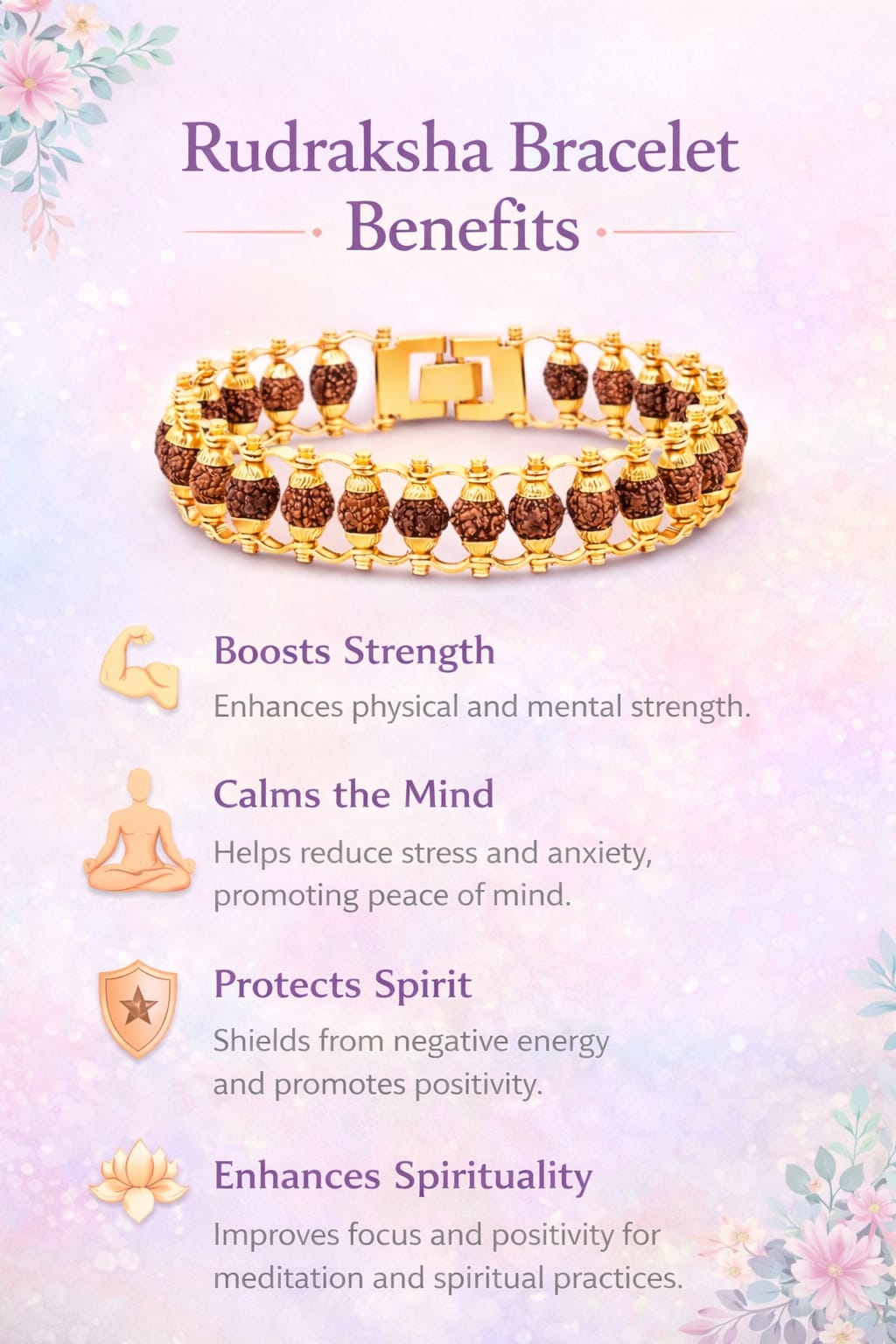 Natural Rudraksha Gold Plated Bracelet for Protection & Success - RatnaSetu