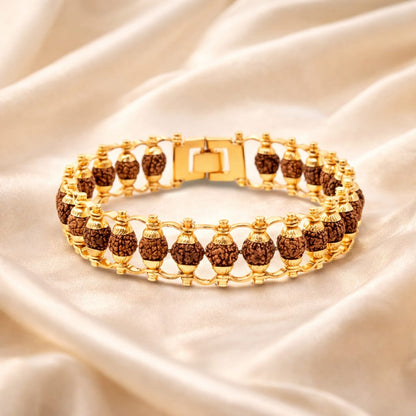 Natural Rudraksha Gold Plated Bracelet for Protection & Success - RatnaSetu
