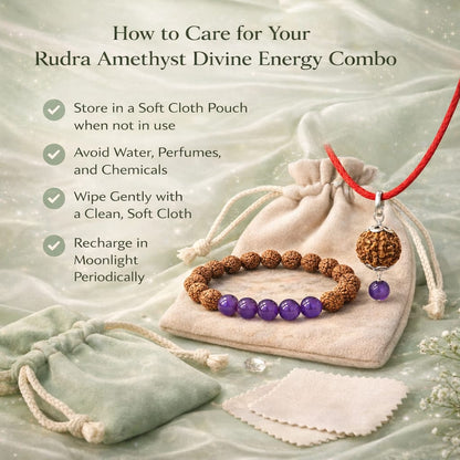 Original Certified Rudraksha & Amethyst Bracelet with Pendant Combo Set | RatnaSetu