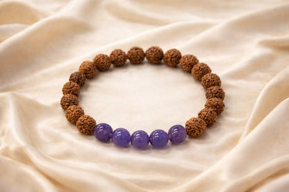 Original Certified Rudraksha & Amethyst Bracelet with Pendant Combo Set | RatnaSetu