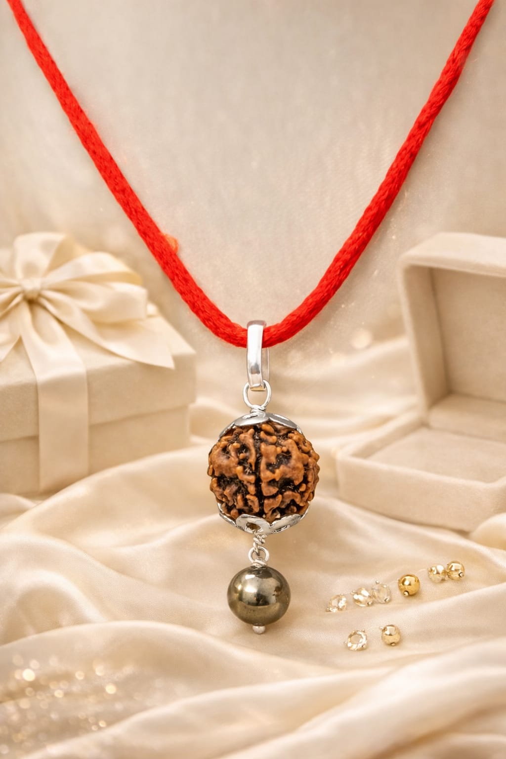 Natural Pyrite & Rudraksha Combo - Wealth & Protection Bracelet and Pendant Set | RatnaSetu
