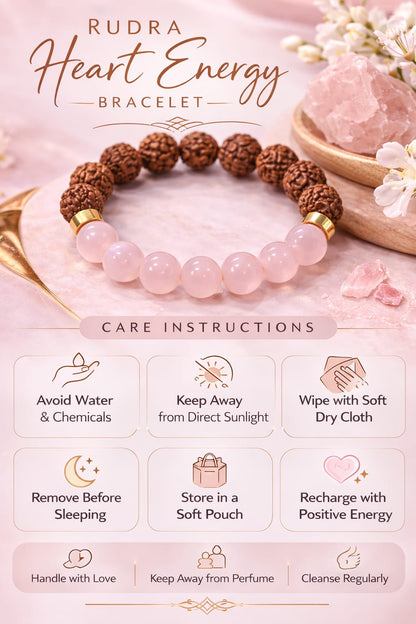 Rose Quartz & Rudraksha Bracelet for Love & Healing (Certified)| | RatnaSetu