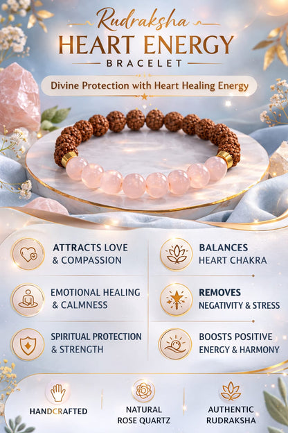 Rose Quartz & Rudraksha Bracelet for Love & Healing (Certified)| | RatnaSetu