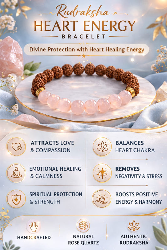 Rose Quartz & Rudraksha Bracelet for Love & Healing (Certified)| | RatnaSetu