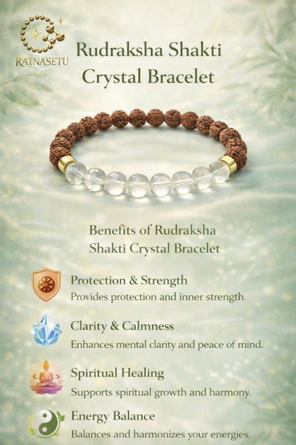 Original Sphatik & Rudraksha Bracelet for Peace & Focus (Certified) - RatnaSetu