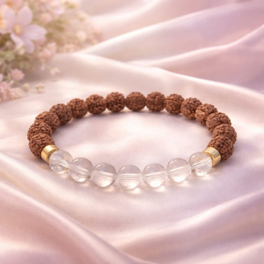 Original Sphatik & Rudraksha Bracelet for Peace & Focus (Certified) - RatnaSetu
