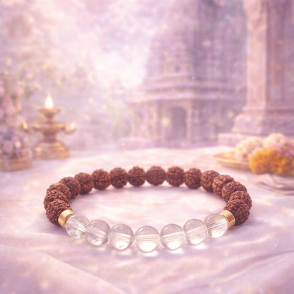 Original Sphatik & Rudraksha Bracelet for Peace & Focus (Certified) - RatnaSetu