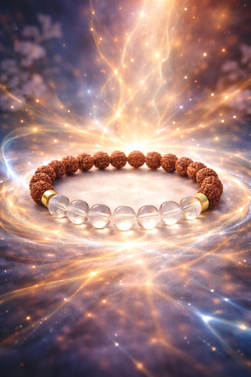 Original Sphatik & Rudraksha Bracelet for Peace & Focus (Certified) - RatnaSetu