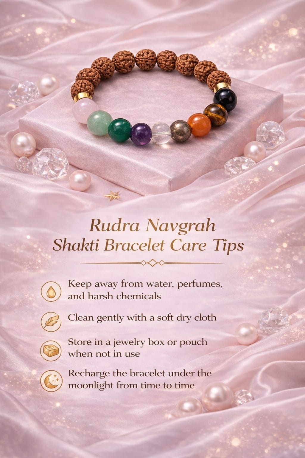 Natural Rudraksha with 9 Gemstone (Navratna) Beads Bracelet for Success | RatnaSetu