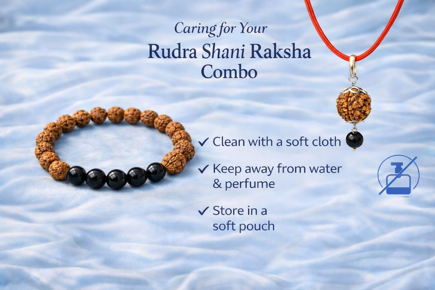 Original Certified Rudraksha & Black Onyx Bracelet with Pendant Combo Set | RatnaSetu