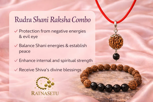 Original Certified Rudraksha & Black Onyx Bracelet with Pendant Combo Set | RatnaSetu