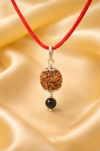 Original Certified Rudraksha & Black Onyx Bracelet with Pendant Combo Set | RatnaSetu