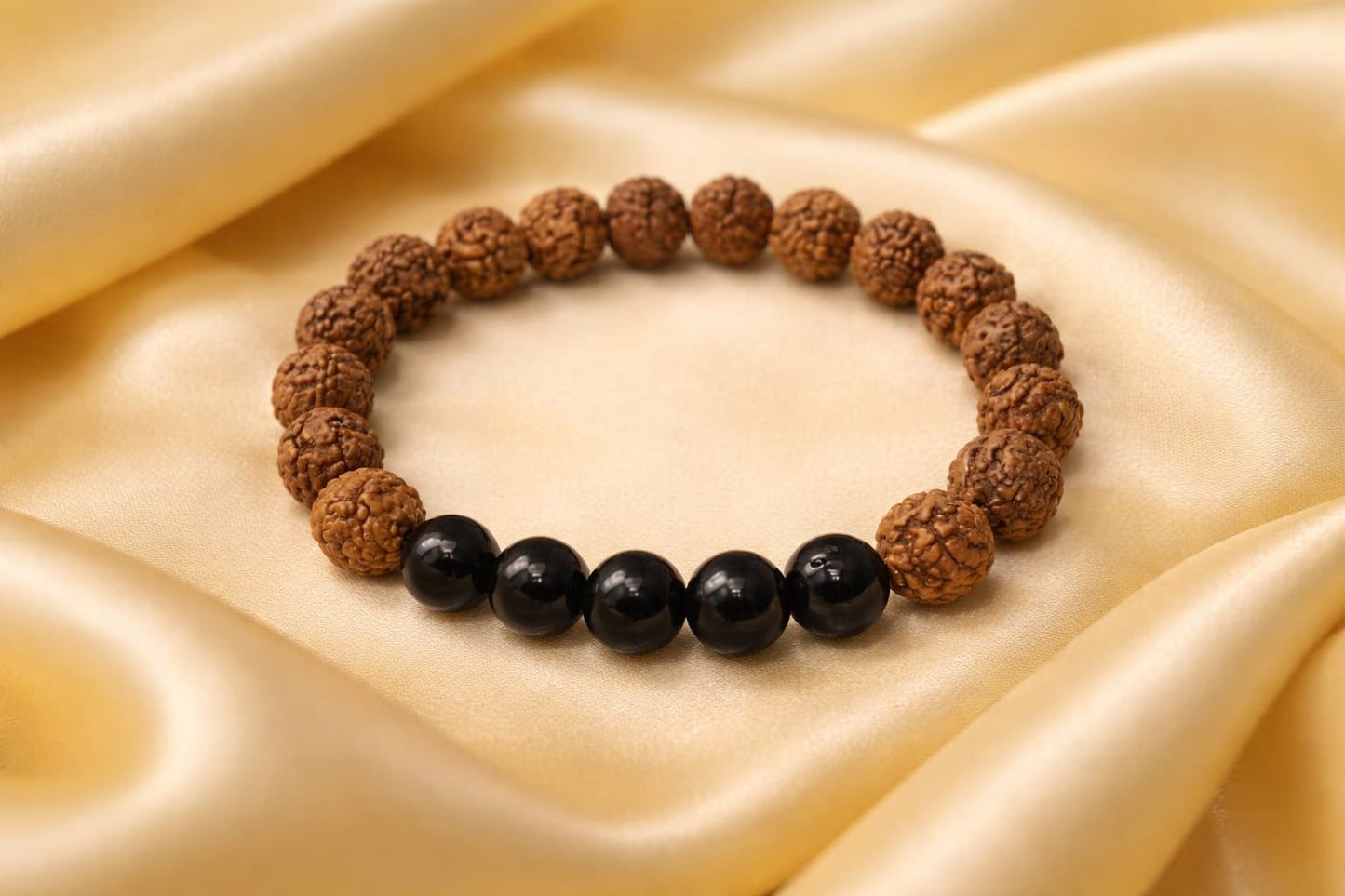 Original Certified Rudraksha & Black Onyx Bracelet with Pendant Combo Set | RatnaSetu