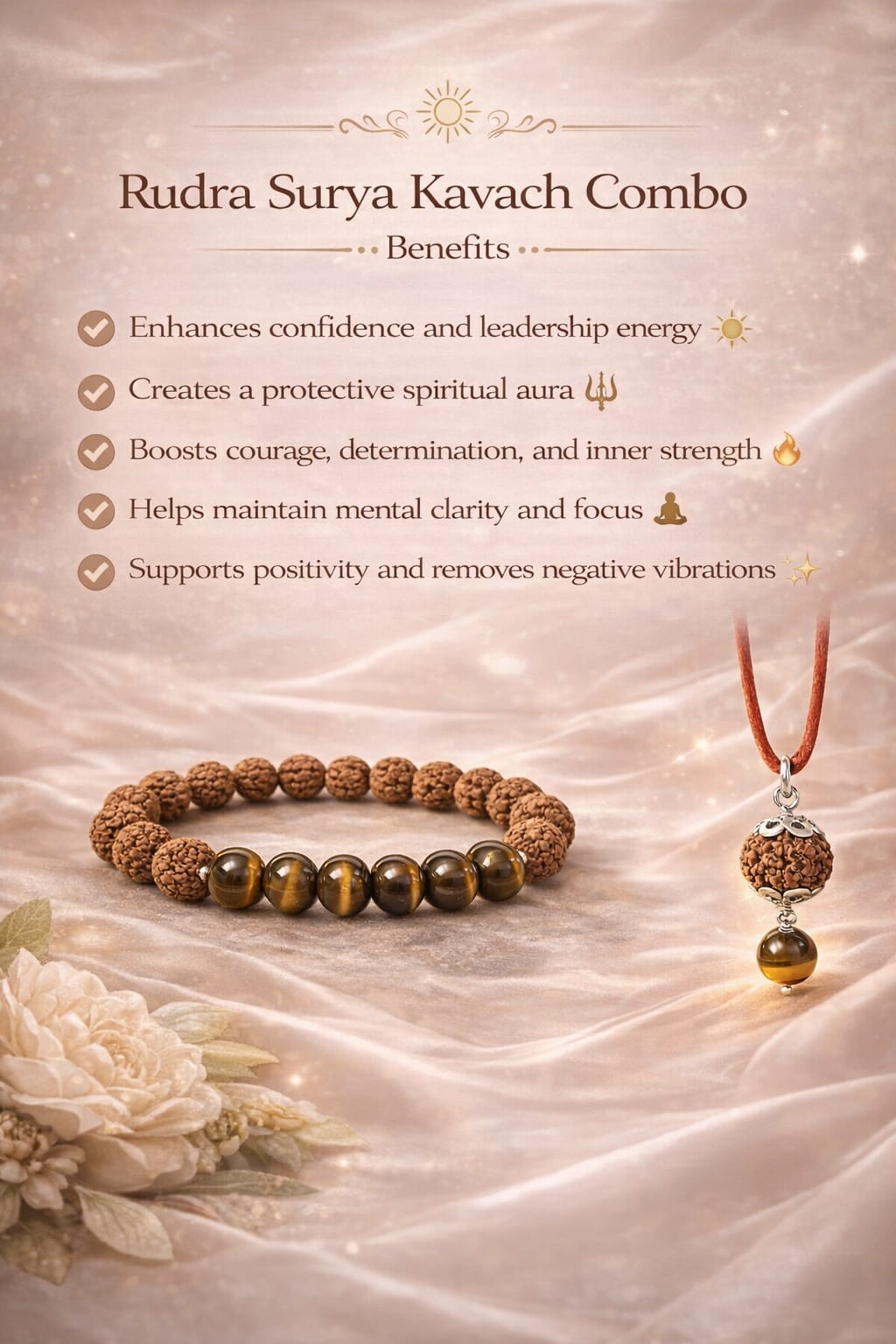 Natural Tiger Eye & Rudraksha Combo - Courage & Protection Bracelet Set | RatnaSetu