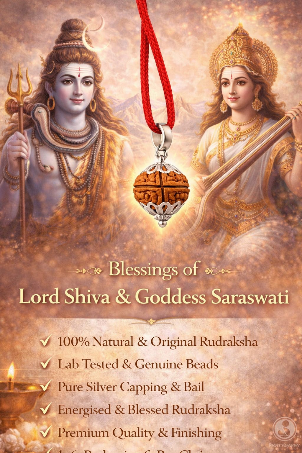 Buy Original 4 Mukhi Rudraksha | Certified Bead for Memory & Intellect | Ratnasetu