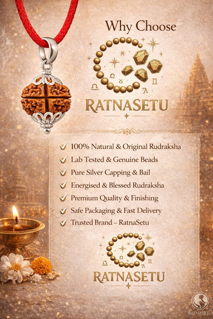 Buy Original 4 Mukhi Rudraksha | Certified Bead for Memory & Intellect | Ratnasetu